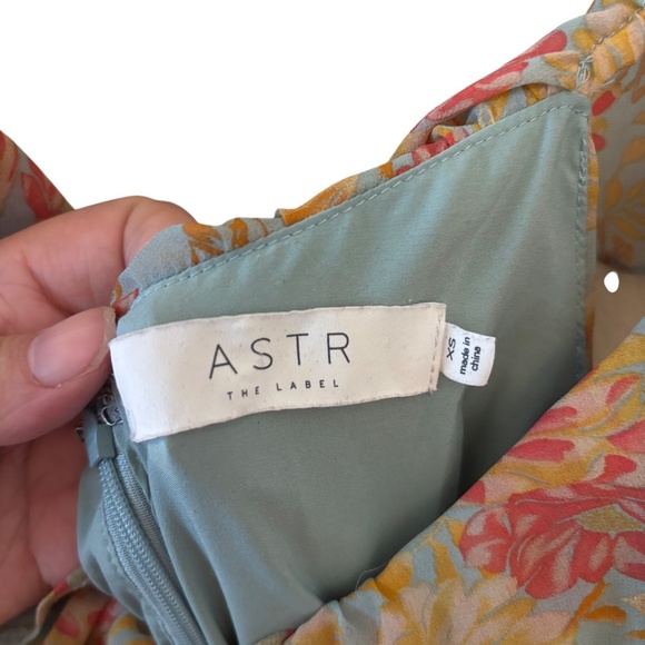 ASTR The Label Floral Ruffle Ruched Maxi Dress XS Blue Orange Boho Romantic - Picture 3 of 10